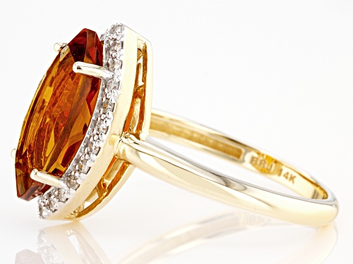 2.47ct Marquise Madeira Citrine With 0.14ctw White Diamond 14k Yellow Gold Ring - Size 8