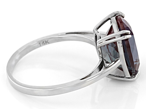5.27ct Rectangular Cushion Lab Created Alexandrite   Rhodium Over 14k White Gold Solitaire Ring - Size 8