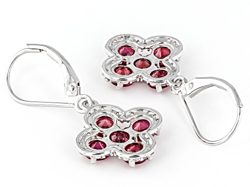 3.83ctw Mahaleo® Ruby With 0.37ctw White Sapphire Rhodium Over 14K White Gold Earrings