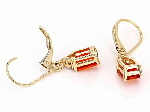 0.86ctw Fire Opal And 0.05ctw White Diamond 14k Yellow Gold Dangle Earrings