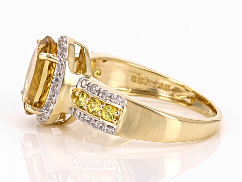 1.90ct Yellow Beryl With 0.26ctw Yellow Sapphire and 0.15ctw White Diamond 14k Yellow Gold Ring - Size 7