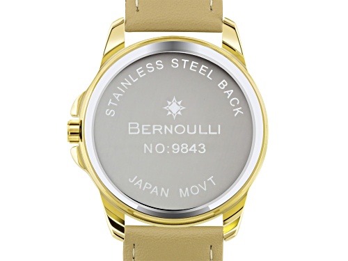 Bernoulli Faun Ladies Watch Genuine Leather Strap Taupe Dial, White MOP Dial Core