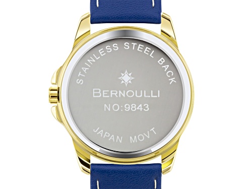 Bernoulli Faun Ladies Watch Genuine Leather Strap Dark Blue Pearl Dial Center