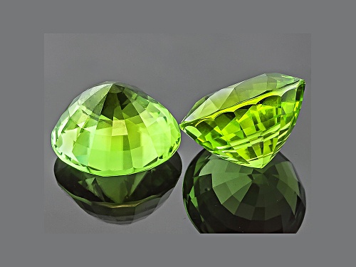 Peridot 11.72mm Round Mixed Step Cut Matched Set 15.18ctw