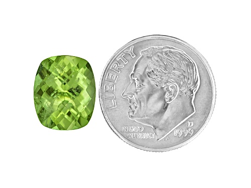 Peridot 11.5x9.5mm Rectangular Cushion Checkerboard Cut 4.80ct