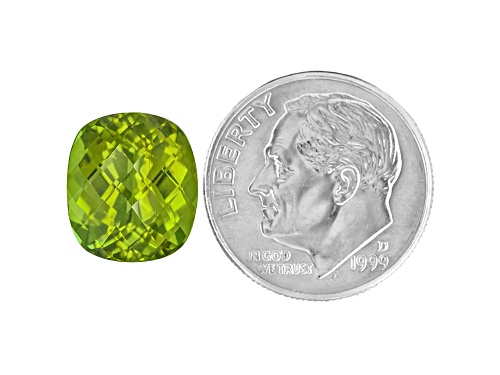 Peridot 11.8x10.38mm Rectangular Cushion Checkerboard Cut 6.19ct