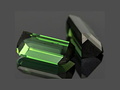 Green Tourmaline Untreated 10.3x6.1mm Emerald Cut Matched Pair 5.00ctw