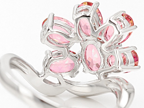 2.55ctw Oval Pink Danburite And .06ctw Round White Zircon Sterling Silver Ring - Size 8