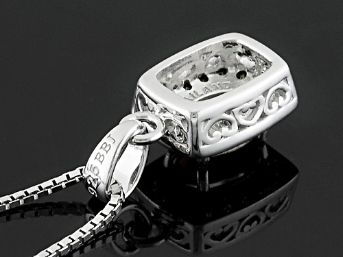 .49ct Oval Andalusite And .13ctw Round Champagne Diamonds Sterling Silver Pendant With Chain