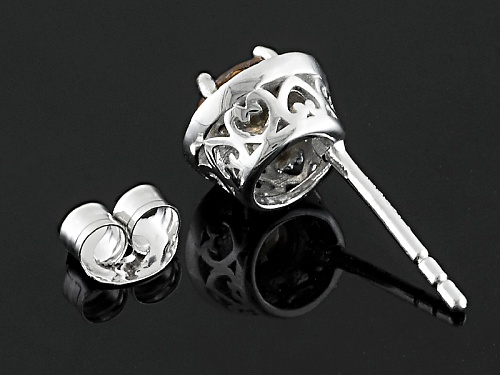 .61ctw Round Andalusite With .08ctw Round Mocha Diamond Accent Sterling Silver Earrings