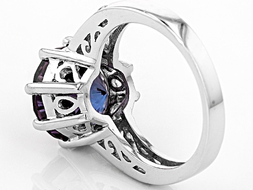 4.59ct Purple Lab Created Color Change & .29ctw Lab Created White Sapphire Rhodium Over Silver Ring - Size 9