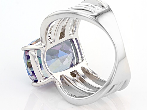 7.00ct Rectangular Odyssey Blue™ Odyssey® Mystic Quartz® And .05ctw White Zircon Silver Ring - Size 5