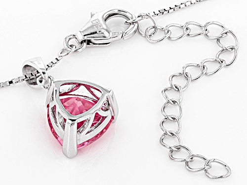 4.40ct Trillion Lab Created Pink Yag Sterling Silver Pendant With Chain