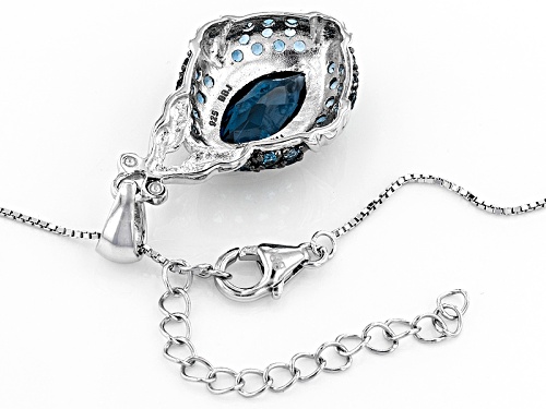 4.37ctw Marquise And Round London Blue Topaz Sterling Silver Pendant With Chain