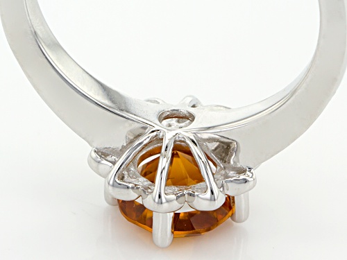 .85ct Round Madeira Citrine And .09ctw Round White Zircon Sterling Silver Ring - Size 11