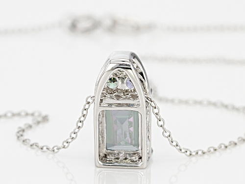 3.30ct Multicolor Topaz And .19ctw Lab Created Alexandrite Sterling Silver Pendant With Chain