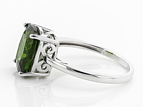 3.22ct Cushion Russian Chrome Diopside Sterling Silver Solitaire Ring - Size 7