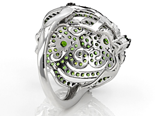 1.78ctw Round Russian Chrome Diopside Sterling Silver Cluster Ring - Size 5