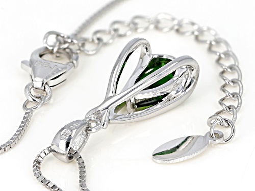 .88ct Pear Shape Russian Chrome Diopside Sterling Silver Solitaire Pendant with Chain