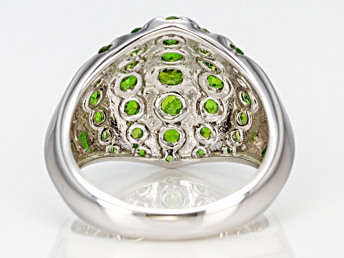 1.51ctw Graduated 1.5mm - 3.5mm Round Russian Chrome Diopside Sterling Silver Dome Ring - Size 5