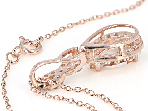 1.19CT PEAR SHAPE MORGANITE & .52CTW ROUND WHITE ZIRCON 18K ROSE GOLD OVER SILVER SLIDE WITH CHAIN