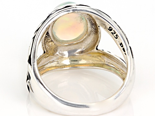 1.57ct Oval Cabochon Ethiopian Opal Sterling Silver Solitaire Ring - Size 7
