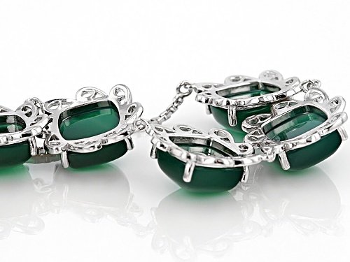 10mm Square Cushion Green Onyx Sterling Silver Bolo Bracelet, Adjusts To Approximately 6