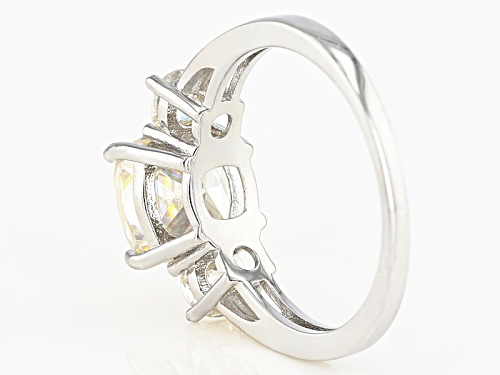 4.08ctw Strontium Titanate Sterling Silver 3-Stone Ring - Size 10