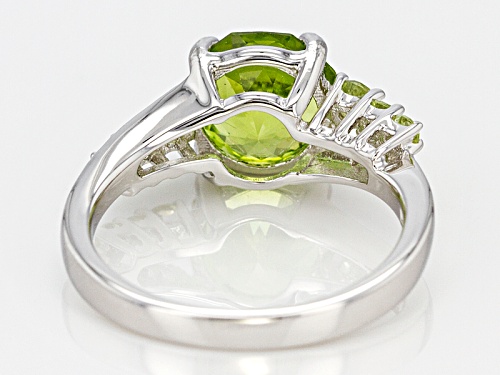3.01CTW ROUND MANCHURIAN PERIDOT™ WITH .07CTW ROUND WHITE ZIRCON STERLING SILVER RING - Size 11