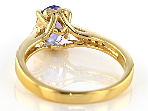 1.00ct Oval Tanzanite With .05ctw White Diamond Accent 18k Yellow Gold Over Sterling Silver Ring - Size 11