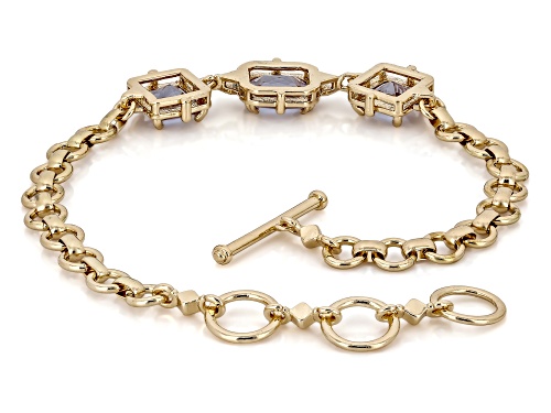 Zandrite Bronze Chain Link 3-Stone Bracelet - Size 8