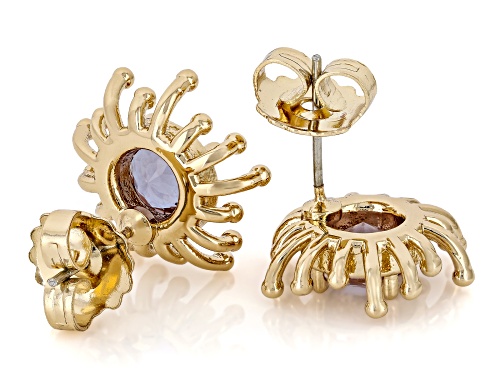 Round Zandrite Bronze Solitaire Stud Earrings