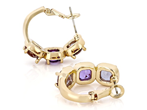 Zandrite Bronze 3-Stone Hoop Earrings