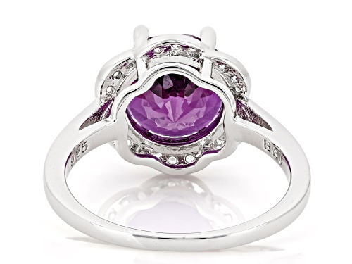 Zandrite and White Zircon Rhodium Over Sterling Silver Halo Ring 4.38ctw - Size 8