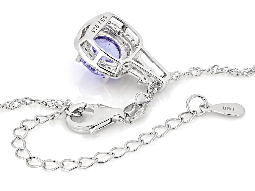 Zandrite and White Zircon Rhodium Over Sterling Silver Pendant with Chain