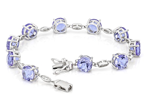 Zandrite and White Zircon Rhodium Over Sterling Silver Bracelet 16.67ctw - Size 8