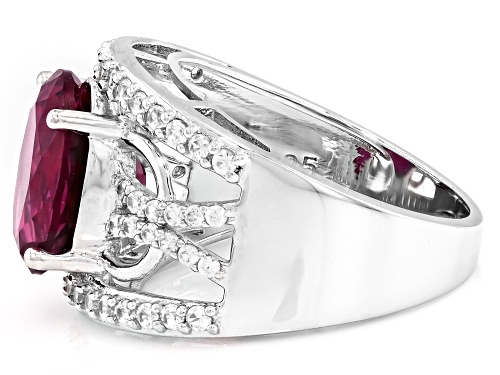 Zandrite and White Zircon Rhodium Over Sterling Silver Ring 6.33ctw - Size 8