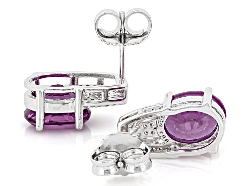 Zandrite and White Zircon Rhodium Over Sterling Silver Drop Earrings 3.10ctw