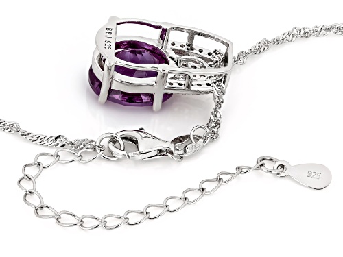 Zandrite and White Zircon Rhodium Over Sterling Silver Pendant with Chain