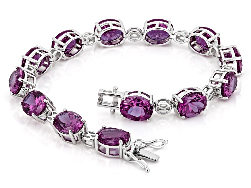 Pink Zandrite Rhodium Over Sterling Silver Line Bracelet 38.01ctw - Size 8