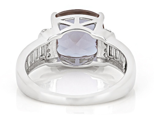 Zandrite and White Topaz Rhodium Over Sterling Silver Ring 3.49ctw - Size 8