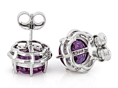 Zandrite and White Zircon Rhodium Over Sterling Silver Halo Earrings 8.74ctw