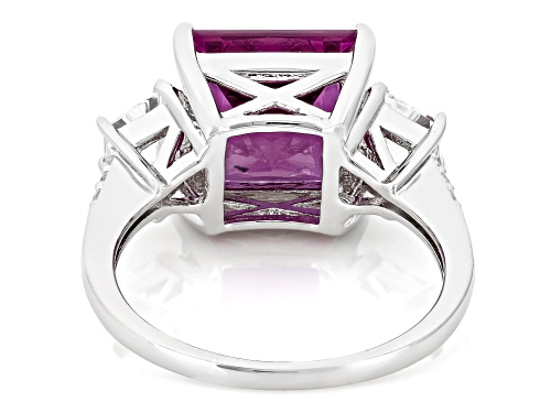 Square Zandrite and White Topaz Rhodium Over Sterling Silver Ring 5.55ctw - Size 8