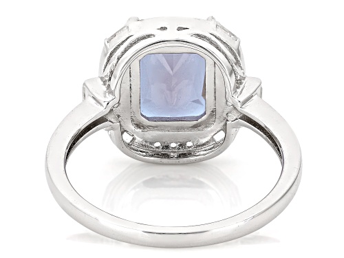 Rectangular Cushion Zandrite and White Topaz Rhodium Over Sterling Silver Ring 3.77ctw - Size 8
