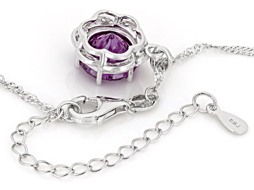 Zandrite and White Zircon Rhodium Over Sterling Silver Pendant with Chain