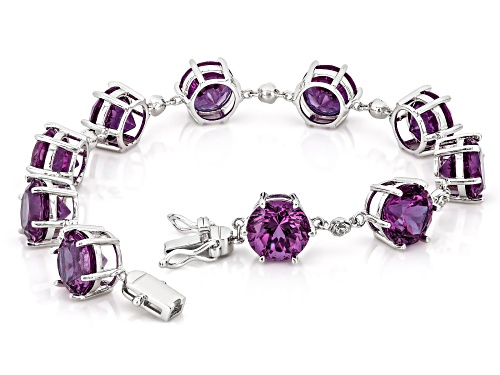 Zandrite and White Zircon Rhodium Over Sterling Silver Line Bracelet 41.02ctw - Size 8