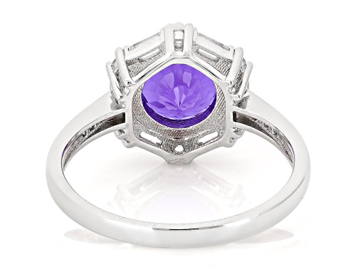 Zandrite and White Topaz Rhodium Over Sterling Silver Halo Ring 2.03ctw - Size 8