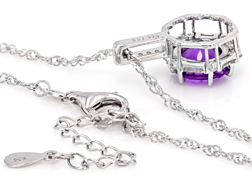 Zandrite and White Topaz Rhodium Over Sterling Silver Pendant with Chain