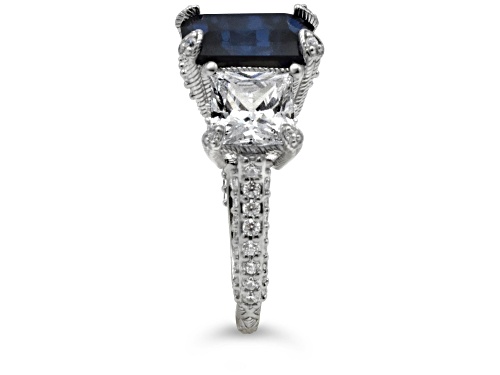 Judith Ripka 5.56ct Lab Blue Sapphire And 5.12ctw Bella Luce Rhodium Over Sterling Ring - Size 10