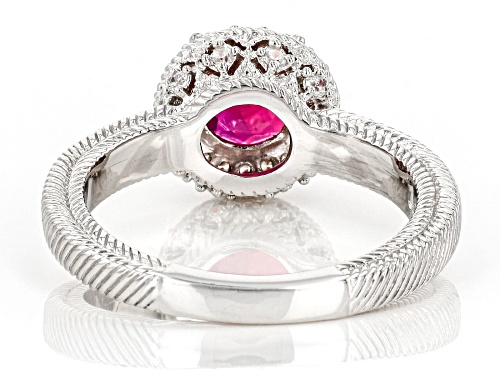 Judith Ripka 1.60ct Lab Red Ruby With 1.65ctw Bella Luce® Rhodium Over Sterling Silver Halo Ring - Size 7